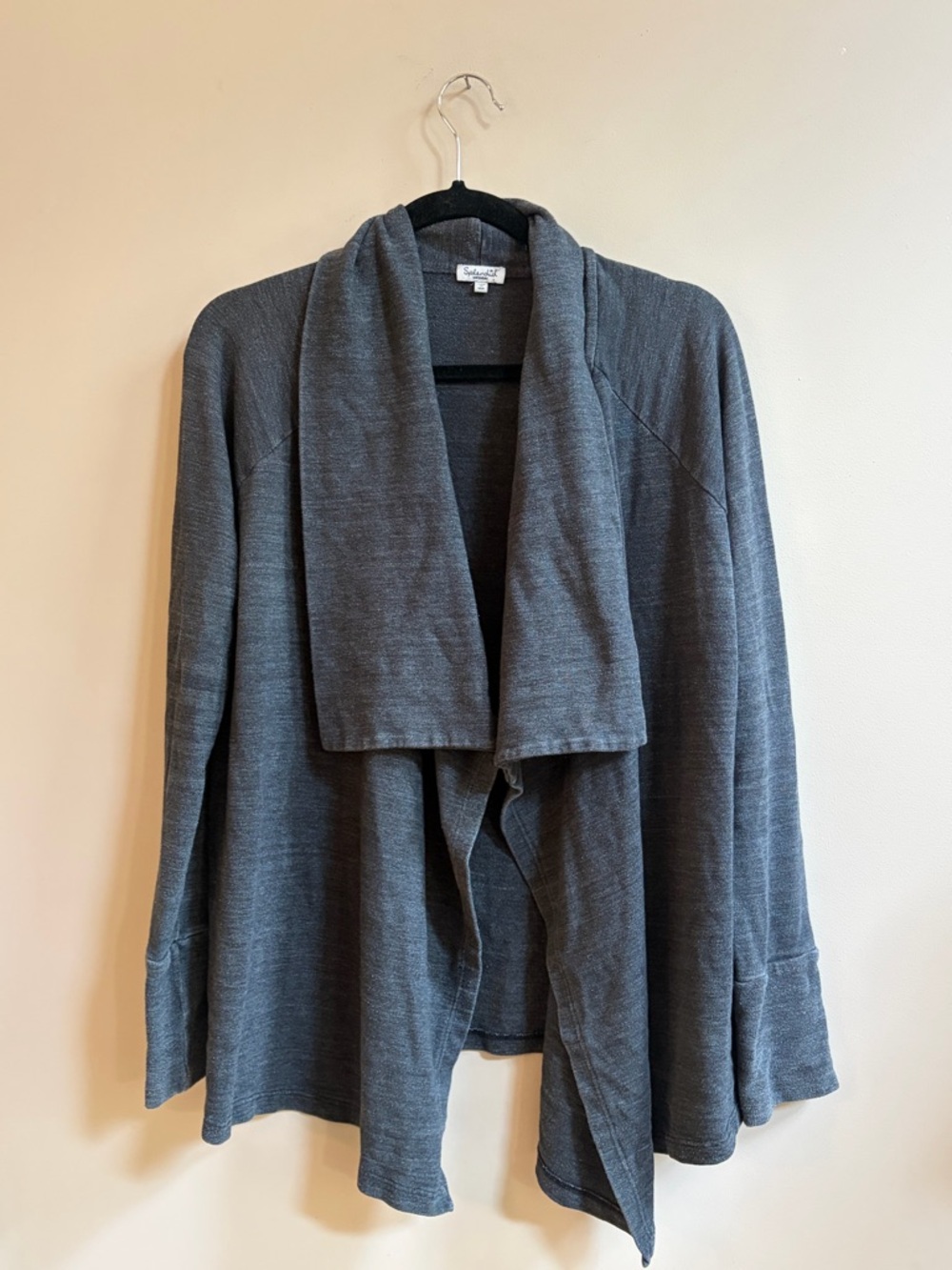 Splendid USA Cardigan Sweater Open Front Cascade Asymmetrical Casual Outerwear